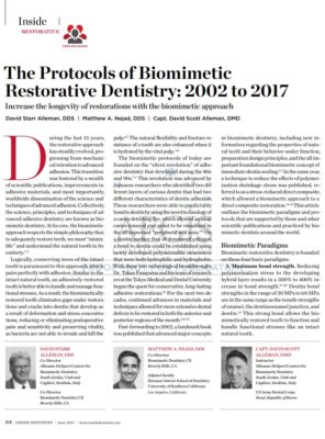screenshot of the article titled The Protocols of Biomimetic Restorative Dentistry: 2002 to 2017